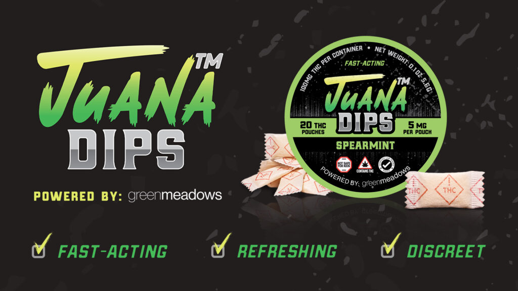 JuanaDips 2.5mg and 5mg THC Pouches - Now Available in Massachusetts, powered by Green Meadows